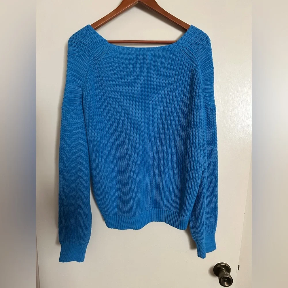 NWT Sonoma Vibrant Blue V-Neck Sweater Sz L - Picture 3 of 16